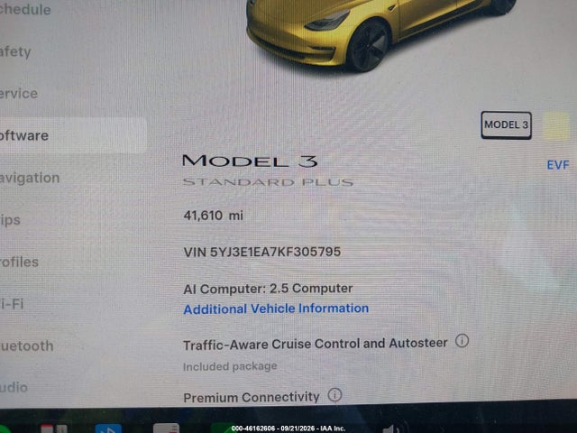 46162606 :رقم المزاد ، 5YJ3E1EA7KF305795 vin ، 2019 Tesla Model 3 Long Range/mid Range/standard Range/standard Range Plus مزاد بيع