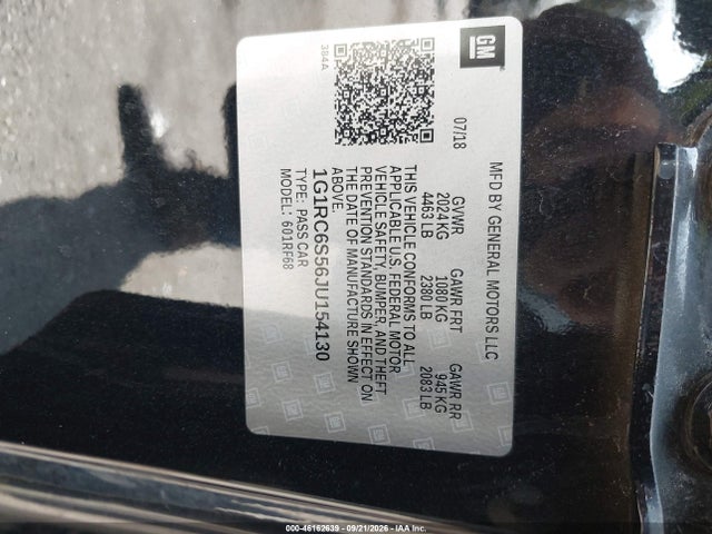 Продаж на аукціоні авто 2018 Chevrolet Volt Lt, vin: 1G1RC6S56JU154130, номер лоту: 46162639
