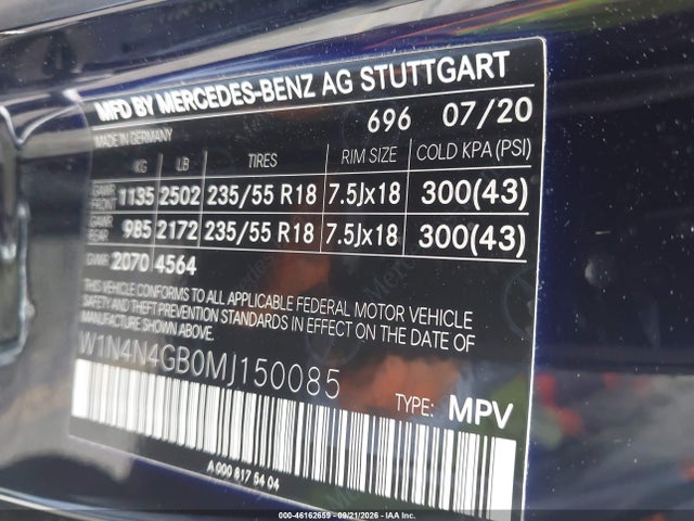 2021 Mercedes-benz Gla 250 მანქანა იყიდება აუქციონზე, vin: W1N4N4GB0MJ150085, აუქციონის ნომერი: 46162659