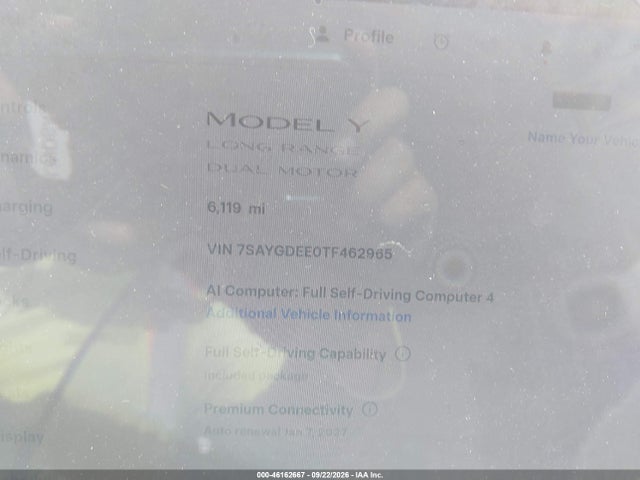 Продаж на аукціоні авто 2026 Tesla Model Y All-wheel Drive/long Range Launch Series/premium All-wheel Drive, vin: 7SAYGDEE0TF462965, номер лоту: 46162667