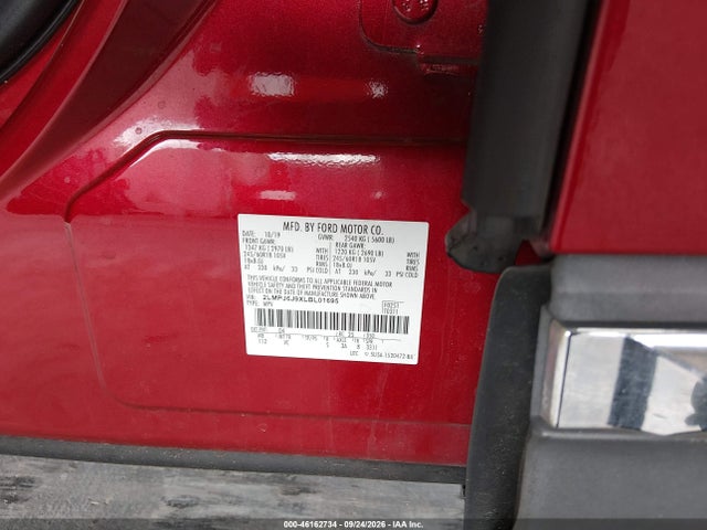 46162734 :رقم المزاد ، 2LMPJ6J9XLBL01695 vin ، 2020 Lincoln Nautilus Standard مزاد بيع