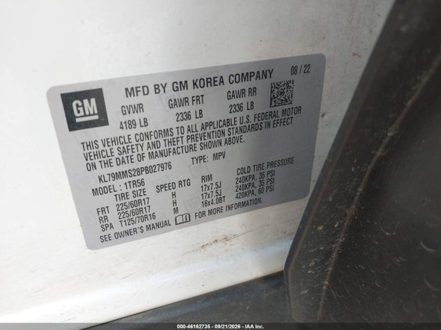 Aukcja sprzedaży 2023 Chevrolet Trailblazer Fwd Ls, vin: KL79MMS28PB027976, numer aukcji: 46162735