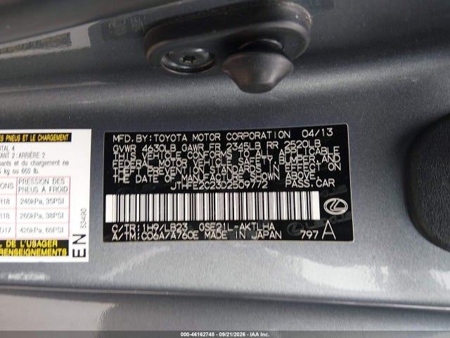 Продаж на аукціоні авто 2013 Lexus Is 350c, vin: JTHFE2C23D2509772, номер лоту: 46162748