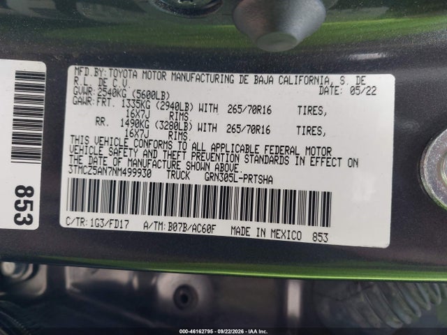 3TMCZ5AN7NM499930 Toyota Tacoma 4wd Trd Off Road