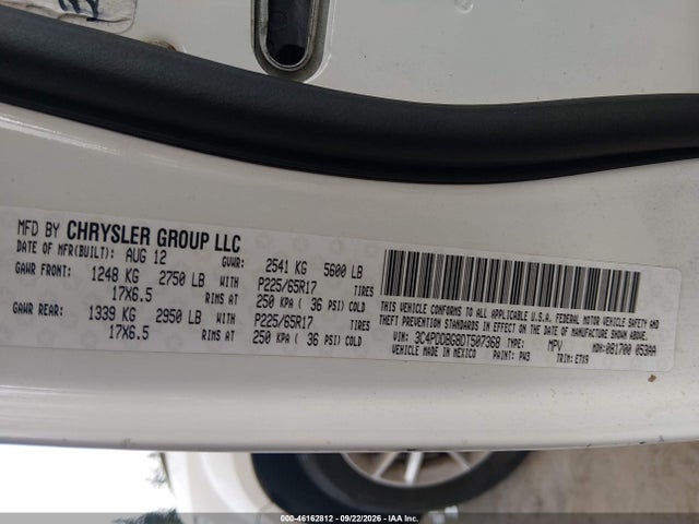 46162812 :رقم المزاد ، 3C4PDDBG8DT507368 vin ، 2013 Dodge Journey Sxt مزاد بيع