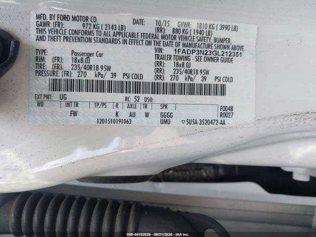 Продаж на аукціоні авто 2016 Ford Focus Titanium, vin: 1FADP3N23GL212351, номер лоту: 46162826