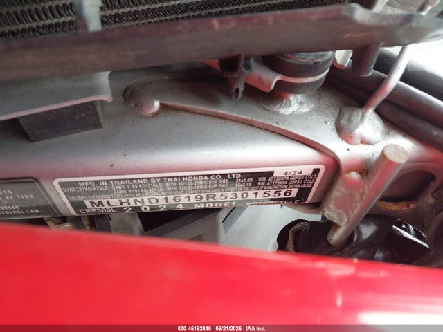 Продаж на аукціоні авто 2024 Honda Crf300 L, vin: MLHND1619R5301556, номер лоту: 46162840