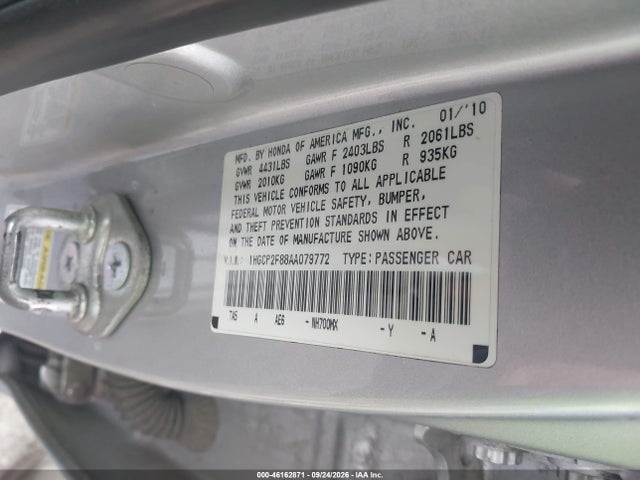 Продаж на аукціоні авто 2010 Honda Accord 2.4 Ex-l, vin: 1HGCP2F88AA079772, номер лоту: 46162871