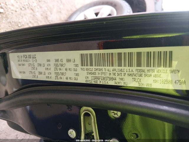 46162892 :رقم المزاد ، 1C6RR6FG3KS730844 vin ، 2019 Ram 1500 Classic Tradesman  4x2 6'4 Box مزاد بيع