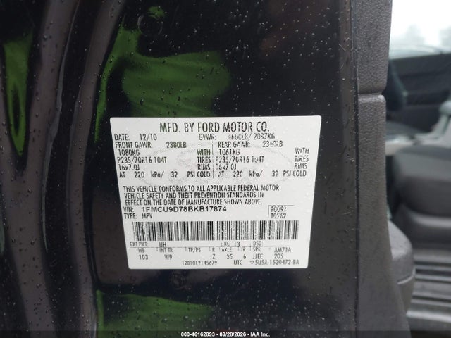 Продажа на аукционе авто 2011 Ford Escape Xlt, vin: 1FMCU9D78BKB17874, номер лота: 46162893