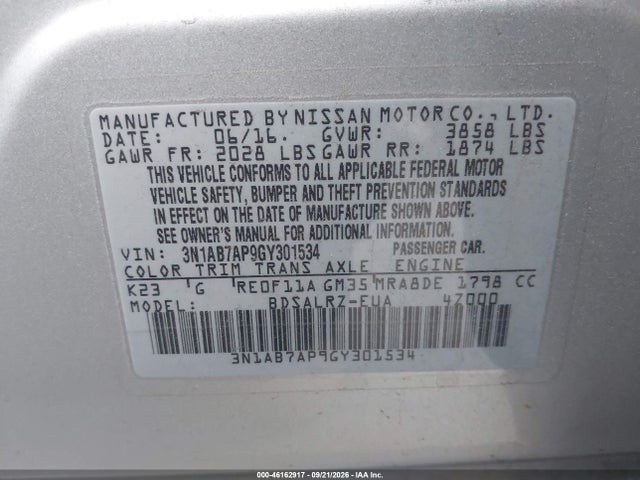 Nissan SENTRA SR 2016 3N1AB7AP9GY301534 Image 9