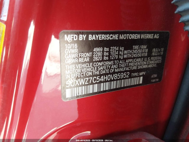 BMW X3 Sdrive28i 2017 5UXWZ7C54H0V85952 Image 9