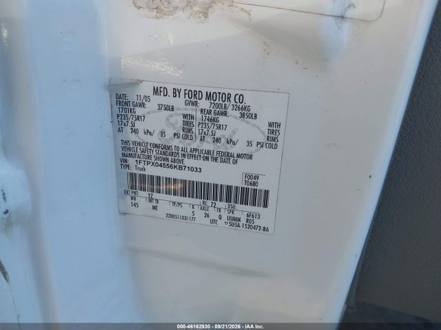 Продаж на аукціоні авто 2006 Ford F-150 Fx4/xlt, vin: 1FTPX04556KB71033, номер лоту: 46162930