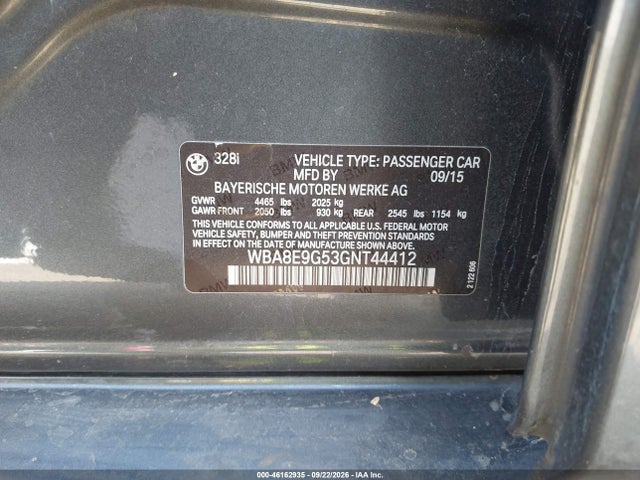 WBA8E9G53GNT44412 BMW 328I