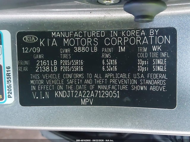 2010 Kia Soul + მანქანა იყიდება აუქციონზე, vin: KNDJT2A22A7129051, აუქციონის ნომერი: 46162955