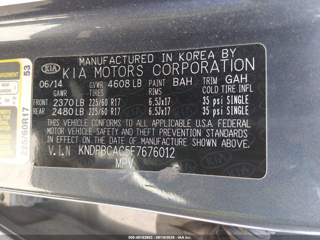 Aukcja sprzedaży 2015 Kia Sportage Lx, vin: KNDPBCAC5F7676012, numer aukcji: 46162963