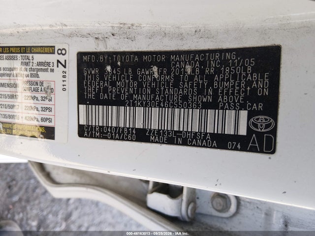 Aukcja sprzedaży 2006 Toyota Matrix Xrs, vin: 2T1KY30E46C550363, numer aukcji: 46163013