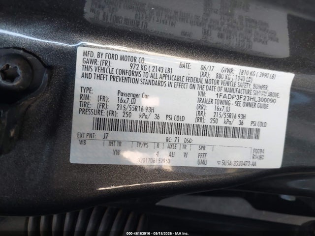Aukcja sprzedaży 2017 Ford Focus Se, vin: 1FADP3F23HL300090, numer aukcji: 46163016