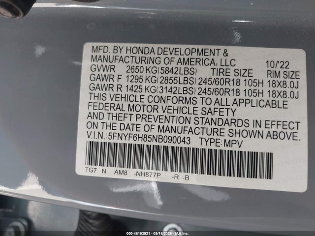 Honda Pilot Trailsport 2022 5FNYF6H85NB090043 Image 9