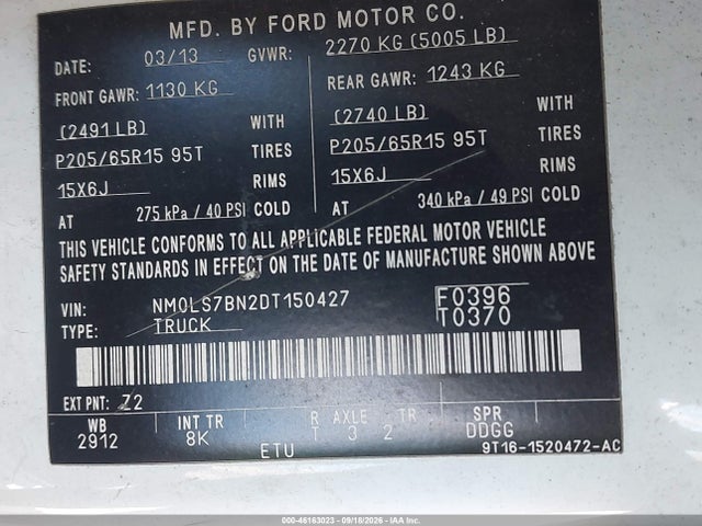 Продажа на аукционе авто 2013 Ford Transit Connect Xlt, vin: NM0LS7BN2DT150427, номер лота: 46163023