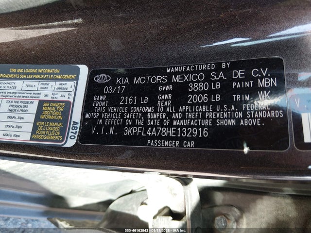 Aukcja sprzedaży 2017 Kia Forte Lx, vin: 3KPFL4A78HE132916, numer aukcji: 46163043