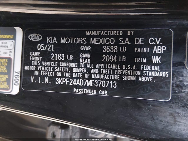 KIA FORTE FE 2021 3KPF24AD7ME370713 Image 9