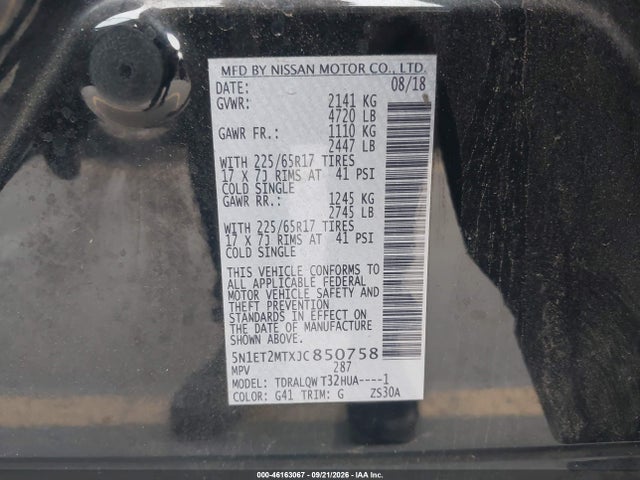 Продажа на аукционе авто 2018 Nissan Rogue Hybrid Sv, vin: 5N1ET2MTXJC850758, номер лота: 46163067