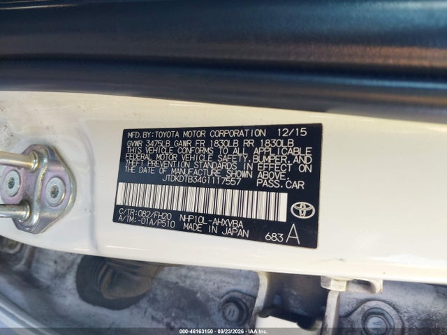 Toyota Prius C One 2016 JTDKDTB34G1117557 Image 9