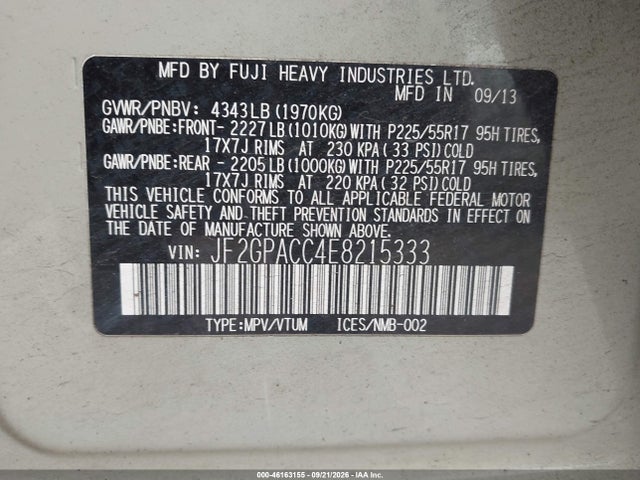 Aukcja sprzedaży 2014 Subaru Xv Crosstrek 2.0i Premium, vin: JF2GPACC4E8215333, numer aukcji: 46163155