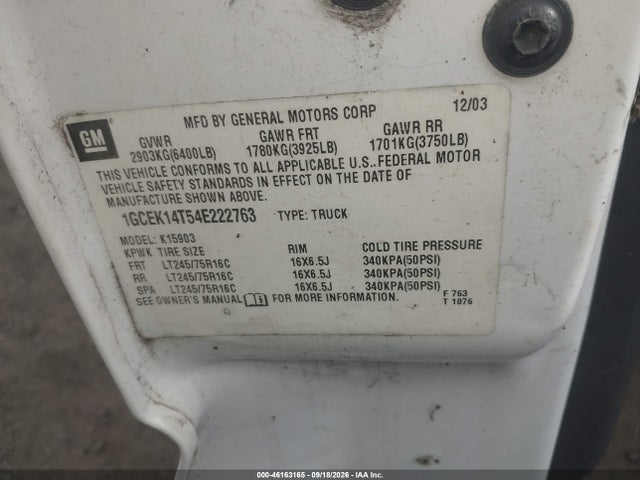 Продаж на аукціоні авто 2004 Chevrolet Silverado 1500 Work Truck, vin: 1GCEK14T54E222763, номер лоту: 46163165