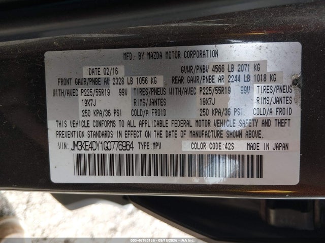 Продаж на аукціоні авто 2016 Mazda Cx-5 Grand Touring, vin: JM3KE4DY1G0776964, номер лоту: 46163166