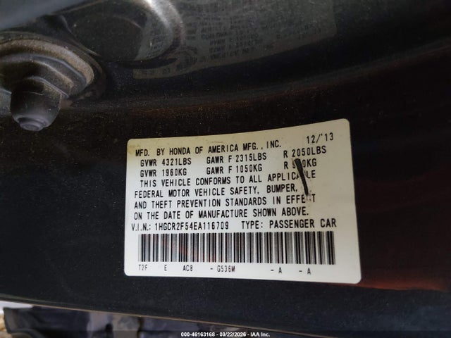 Продажа на аукционе авто 2014 Honda Accord Sport, vin: 1HGCR2F54EA116709, номер лота: 46163168