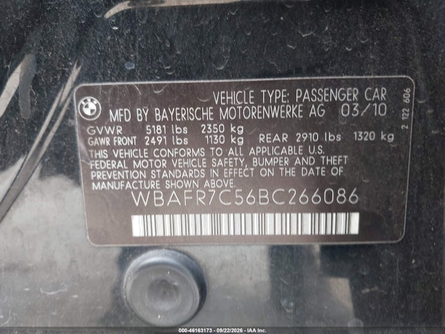 Продажа на аукционе авто 2011 Bmw 535i, vin: WBAFR7C56BC266086, номер лота: 46163173