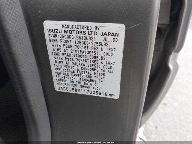 Продаж на аукціоні авто 2001 Isuzu Trooper Limited/ls/s, vin: JACDJ58X117J05618, номер лоту: 46163176