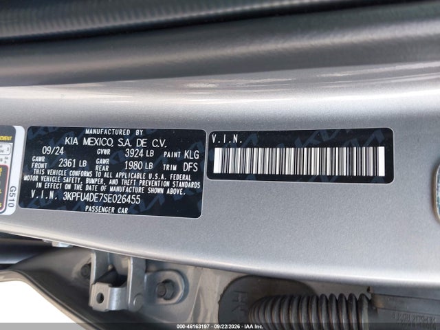 Aukcja sprzedaży 2025 Kia K4 Ex, vin: 3KPFU4DE7SE026455, numer aukcji: 46163197