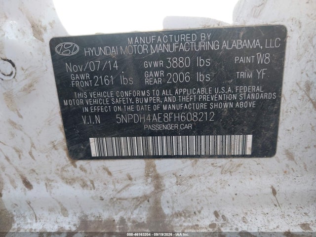 Aukcja sprzedaży 2015 Hyundai Elantra Limited, vin: 5NPDH4AE8FH608212, numer aukcji: 46163204