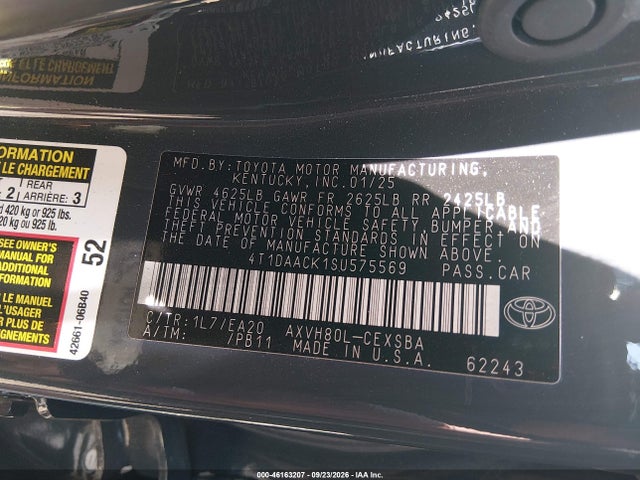 Toyota CAMRY SE 2025 4T1DAACK1SU575569 Image 9
