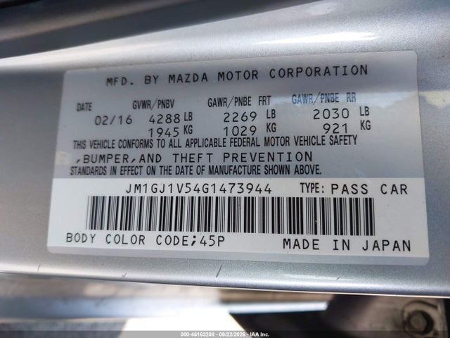 JM1GJ1V54G1473944 Mazda Mazda6 I Touring
