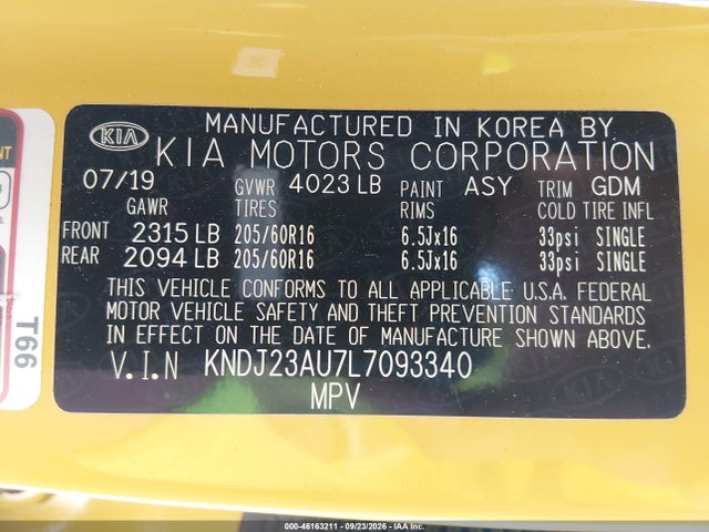 Продажа на аукционе авто 2020 Kia Soul S, vin: KNDJ23AU7L7093340, номер лота: 46163211