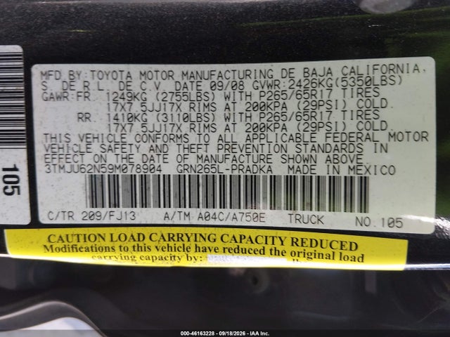 Продаж на аукціоні авто 2009 Toyota Tacoma Prerunner V6, vin: 3TMJU62N59M078904, номер лоту: 46163228