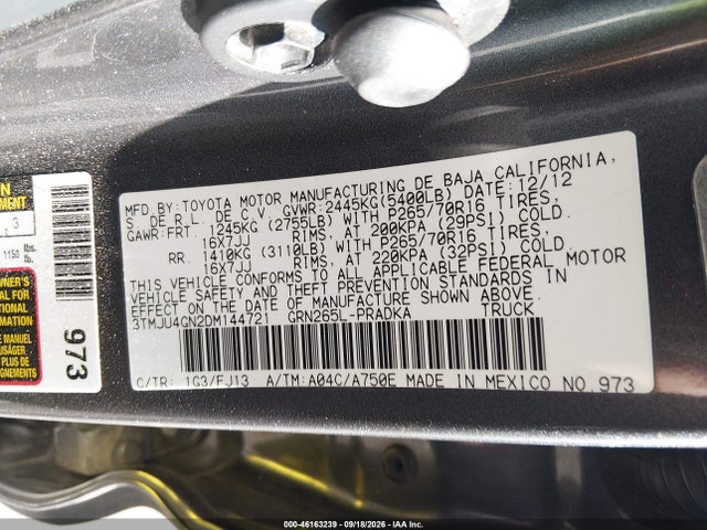 Продаж на аукціоні авто 2013 Toyota Tacoma Prerunner V6, vin: 3TMJU4GN2DM144721, номер лоту: 46163239