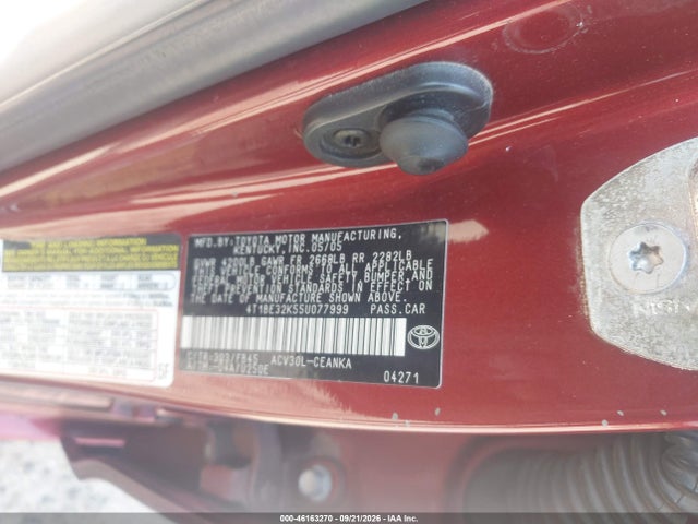 46163270 :رقم المزاد ، 4T1BE32K55U077999 vin ، 2005 Toyota Camry Le مزاد بيع