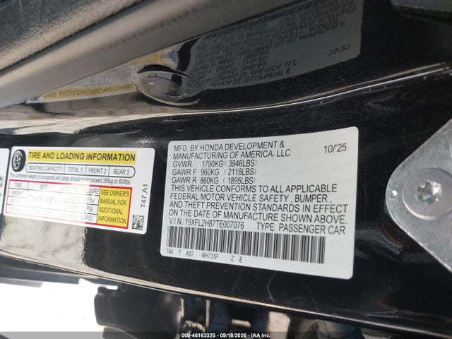 Honda Civic Sport 2026 19XFL2H87TE007076 Image 9