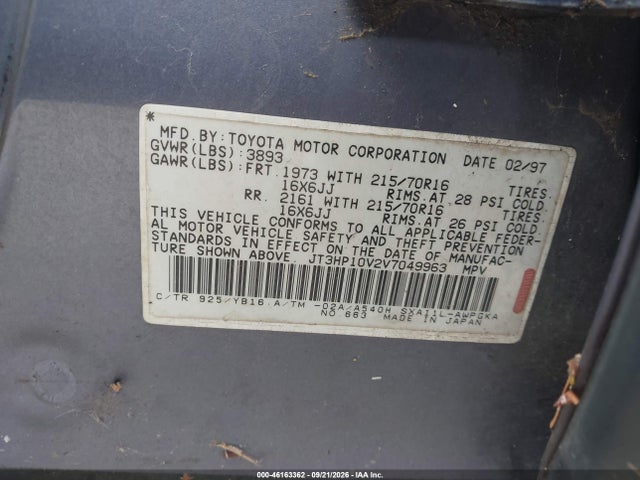 Продаж на аукціоні авто 1997 Toyota Rav4, vin: JT3HP10V2V7049963, номер лоту: 46163362