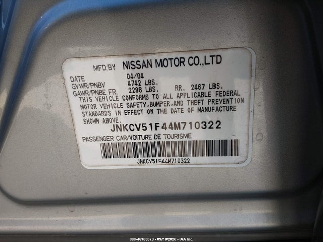 2004 Infiniti G35x მანქანა იყიდება აუქციონზე, vin: JNKCV51F44M710322, აუქციონის ნომერი: 46163373