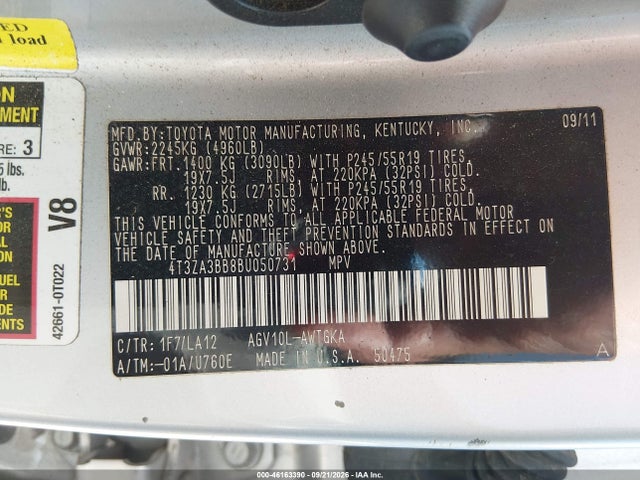Продаж на аукціоні авто 2011 Toyota Venza, vin: 4T3ZA3BB8BU050731, номер лоту: 46163390