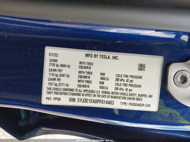 Tesla Model 3 Rear-wheel Drive 2023 5YJ3E1EA0PF614483 Image 9