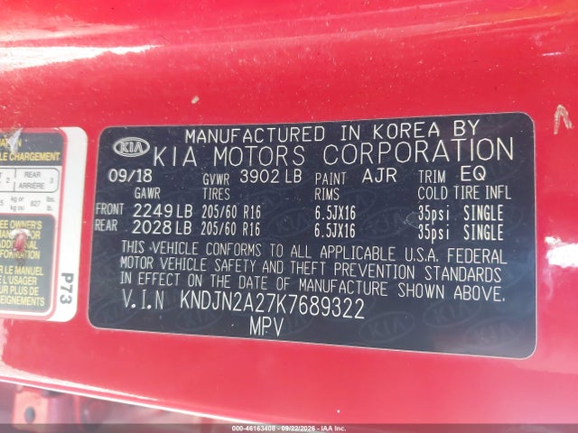 Aukcja sprzedaży 2019 Kia Soul, vin: KNDJN2A27K7689322, numer aukcji: 46163408