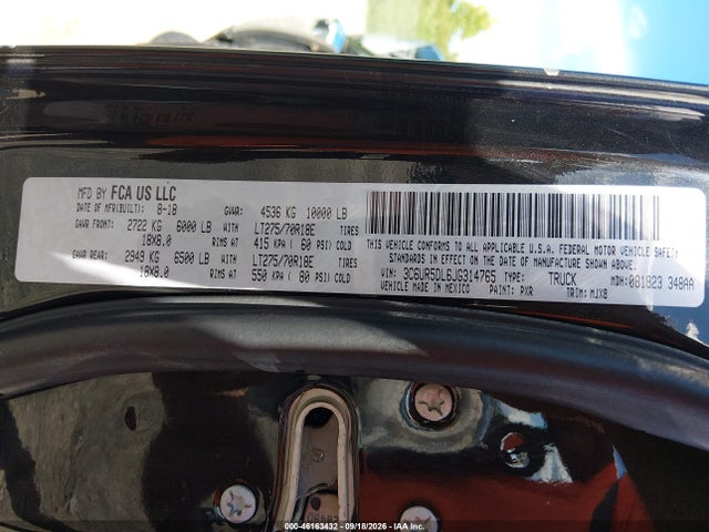 Продажа на аукционе авто 2018 Ram 2500 Big Horn  4x4 6'4 Box, vin: 3C6UR5DL6JG314765, номер лота: 46163432