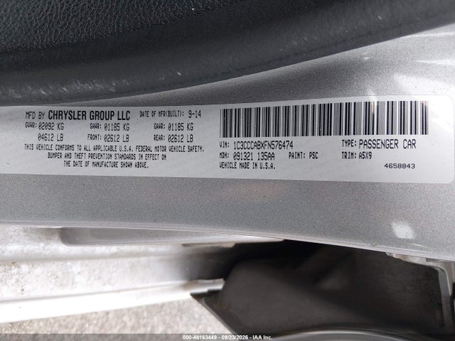 Aukcja sprzedaży 2015 Chrysler 200 Limited, vin: 1C3CCCABXFN576474, numer aukcji: 46163449